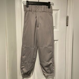 VKM Size Youth Small Gray Zip Up Snap Baseball Pants Pocket Belt Loops